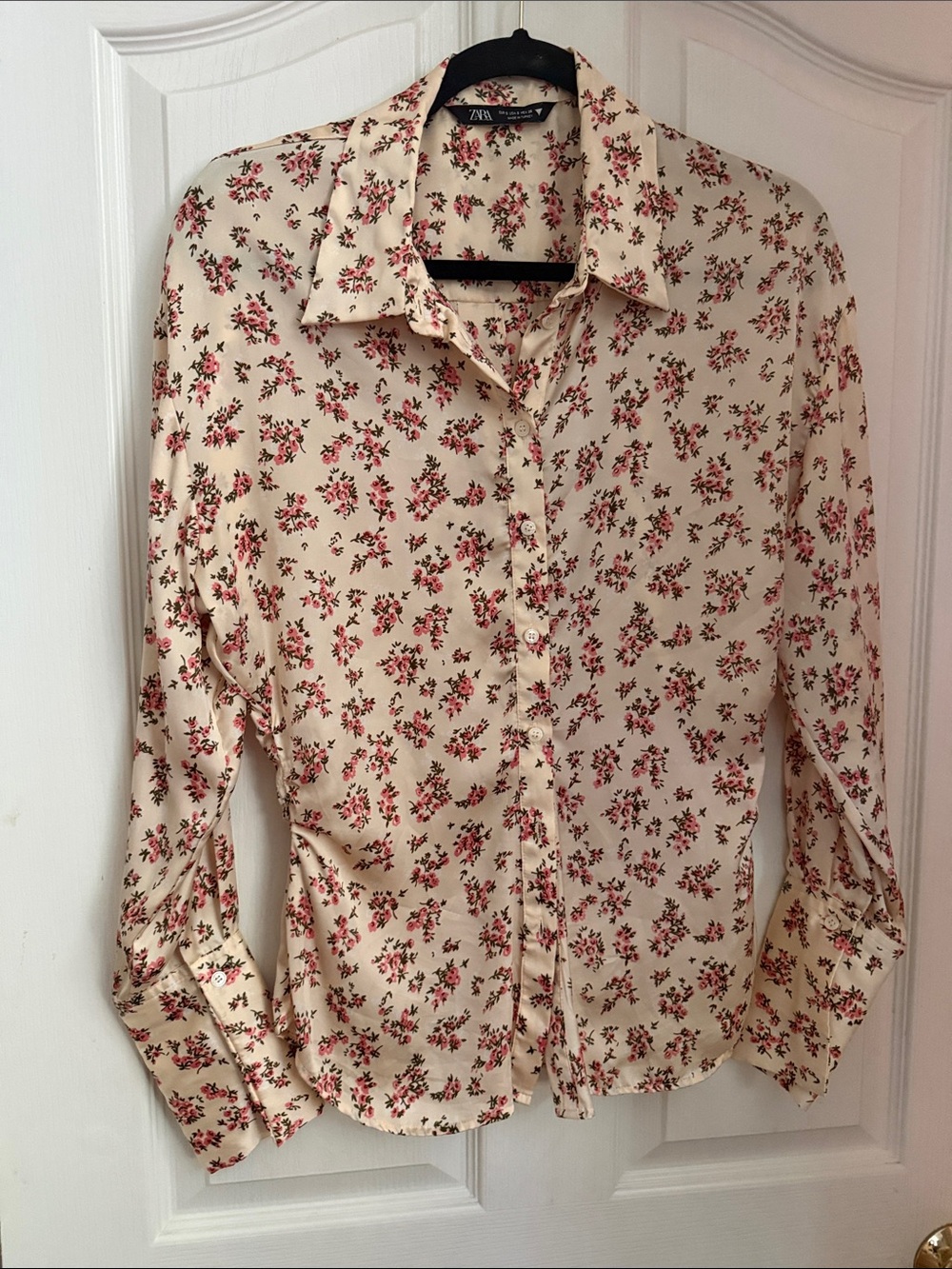 Zara Cream Blouse with rose Floral Print